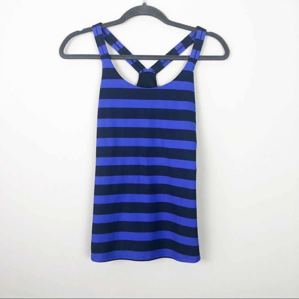 ATHLETA | Bold Stripe Tank Blue Y-Back Medium - Picture 1 of 7